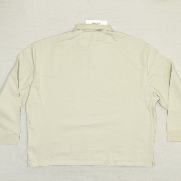 New Calvin Klein Men's 1/4 Zip Pullover Sweater Collared Beige Size 2XL Cotton - Picture 3 of 8